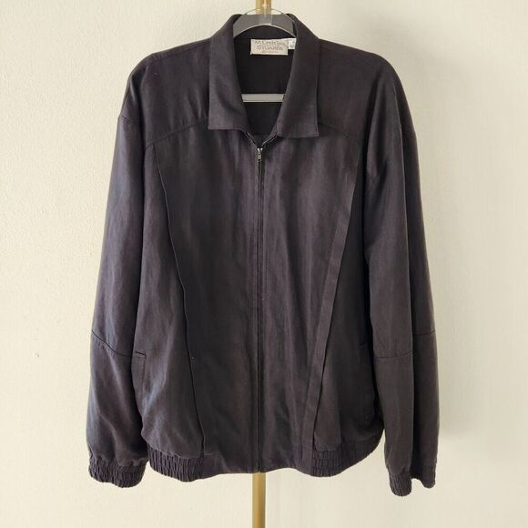 St Croix Knits Mens Microfiber Full Zip Jacket Size XL Black Vintage 90s